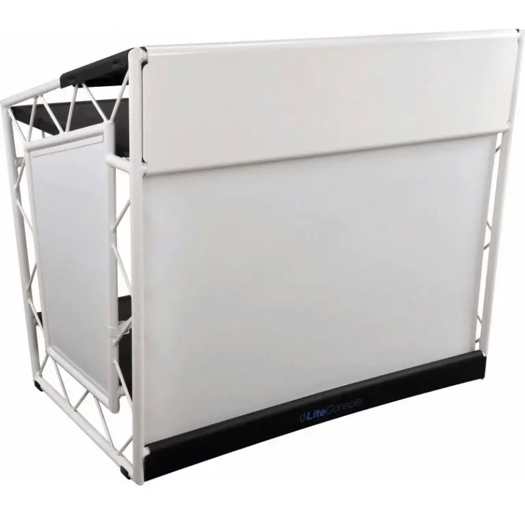LITECONSOLE XPRS V2 Stand DJ en Aluminium Pliable et Personnalisable (Habillage Blanc)