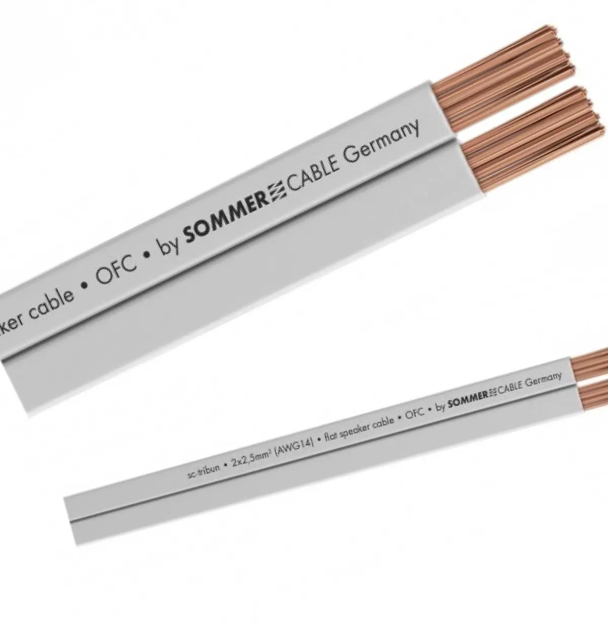 SOMMERCABLE Sc-Tribun Flat-Design Câble Haut-parleur Plat 2 x 2,50 mm² PVC Blanc (Au Mètre)