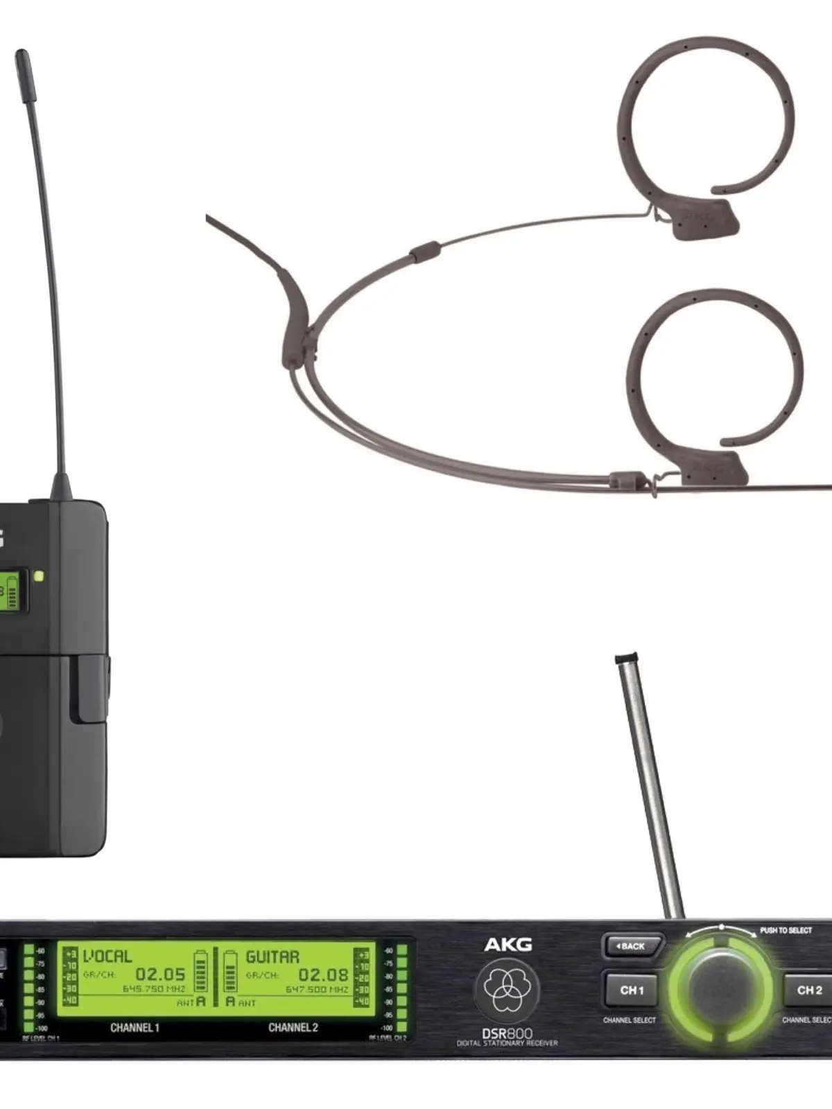 AKG DMS800 SET DPT-HC82 Système Numérique Sans Fil Avec Émetteur de Poche DPT800 & Micro Serre-Tête Omni HC82 MD