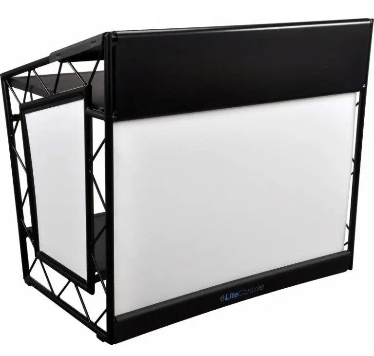 LITECONSOLE XPRS V2 Stand DJ en Aluminium Pliable et Personnalisable (Habillage Noir)