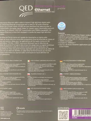 QED PERFORMANCE GRAPHITE ETHERNET Câble Ethernet CAT6 Longueur 2 Mètres