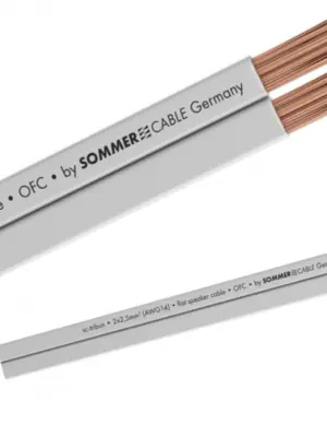 SOMMERCABLE Sc-Tribun Flat-Design Câble Haut-parleur Plat 2 x 2,50 mm² PVC Blanc (Au Mètre)