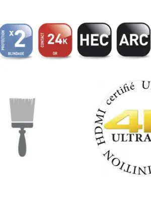 REAL CABLE - Câble HDMI Extra Plat Double Blindage Fiche ABS Mâle/Mâle