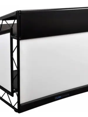 LITECONSOLE XPRS V2 Stand DJ en Aluminium Pliable et Personnalisable (Habillage Noir)