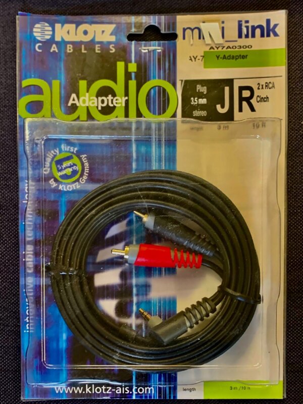 Produit KLOTZ MINI LINK Câble Audio Analogique Stéréo Min-Jack Coudé 3.5mm / 2 RCA Longueur 3 Mètres Image