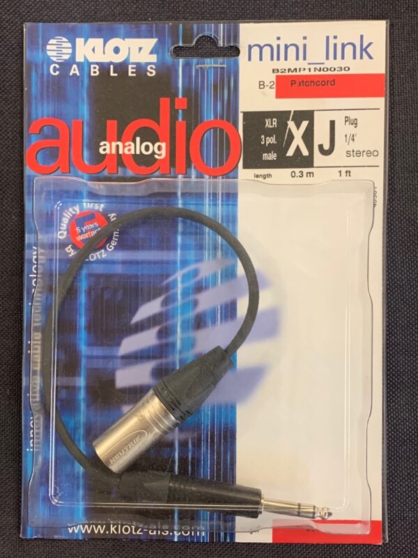 Produit KLOTZ MINI LINK Câble Audio XLR F / Jack 6.35mm Stereo Longueur 30cm Image