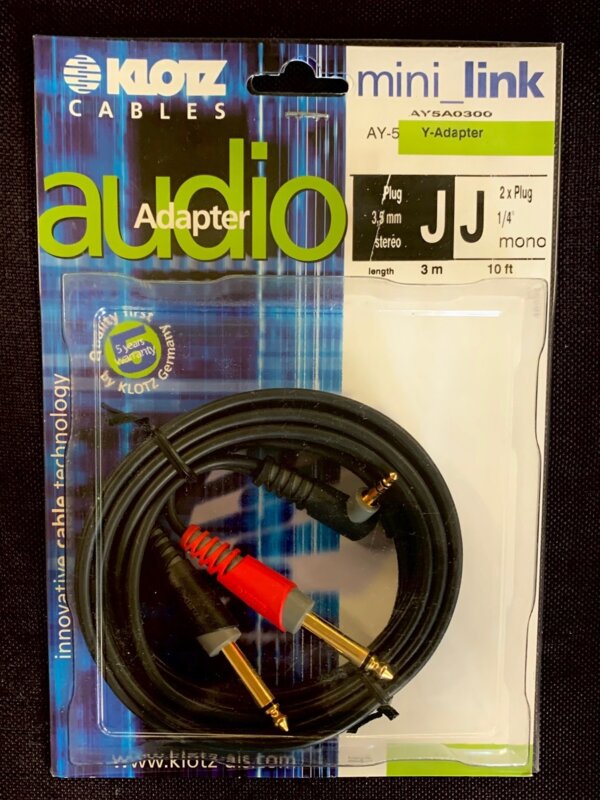 Produit KLOTZ MINI LINK Câble Audio Analogique Stéréo Min-Jack Coudé 3.5mm / 2 Jack 6.35mm Longueur 3 Mètres Image