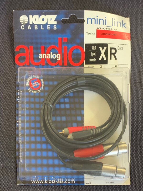 Produit KLOTZ MINI LINK Câble Audio Analogique Stéréo XLR F / RCA Longueur 2 Mètres Image