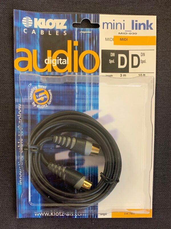 Produit KLOTZ MINI LINK Câble Audio Numérique MIDI 5 Broches Longueur 3 Mètres Image